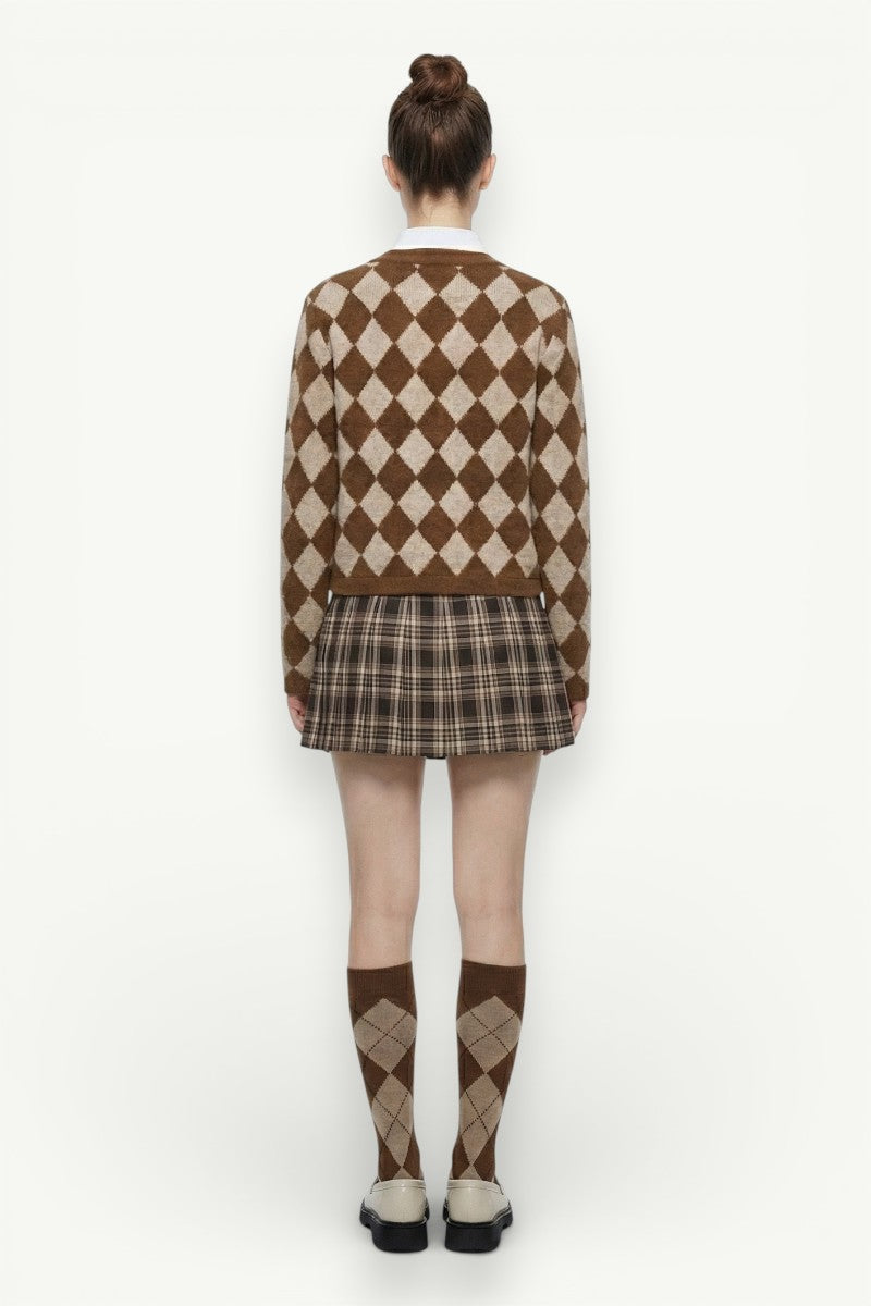 Vintage Argyle Knit Button Cardigan