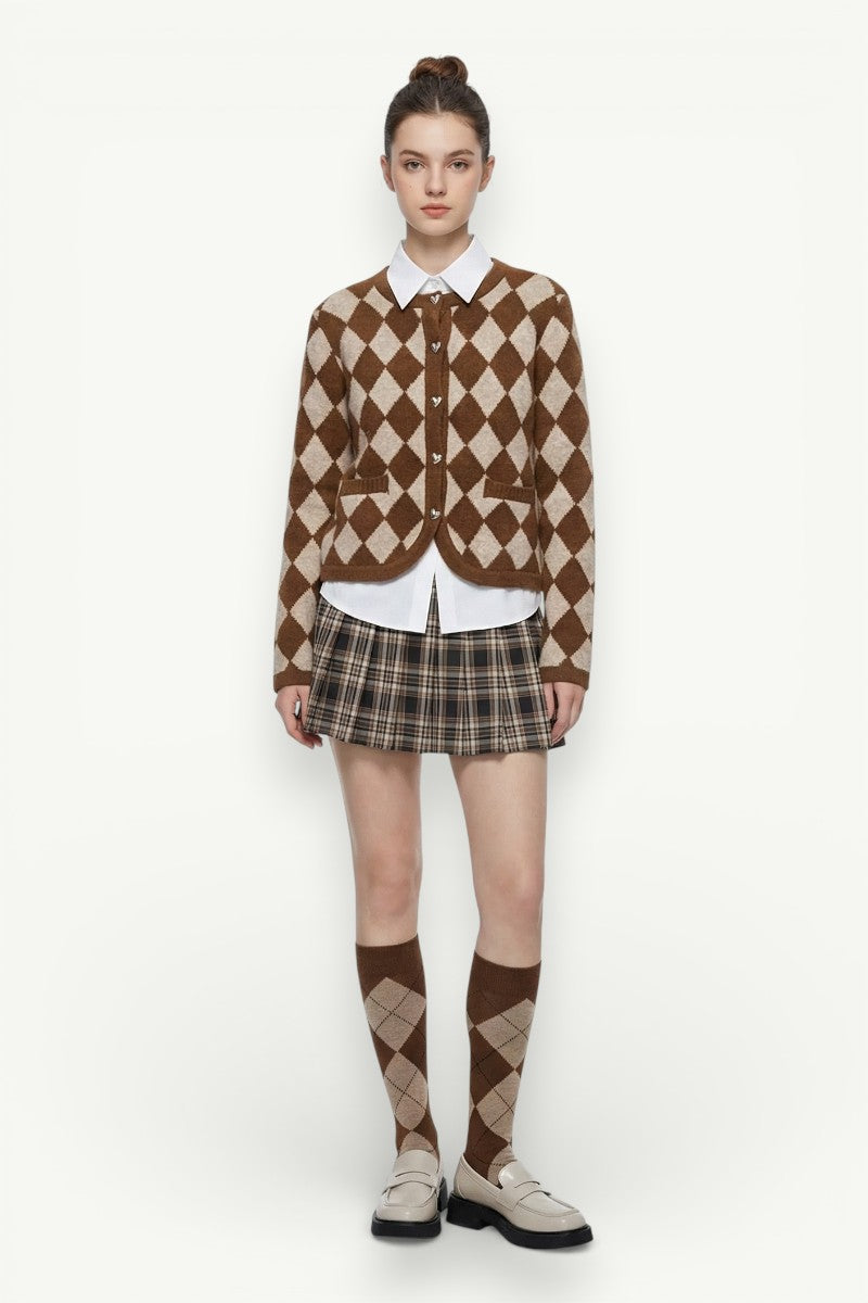 Vintage Argyle Knit Button Cardigan