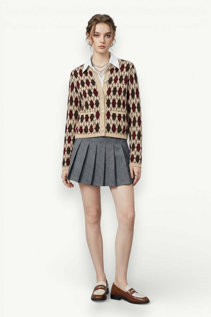 Knit Button-Up Cardigan Pockets