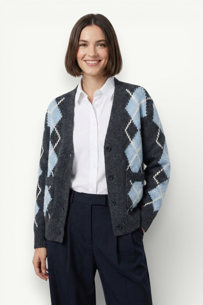 Retro Diamond Knit Cardigan