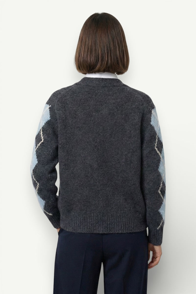 Retro Diamond Knit Cardigan