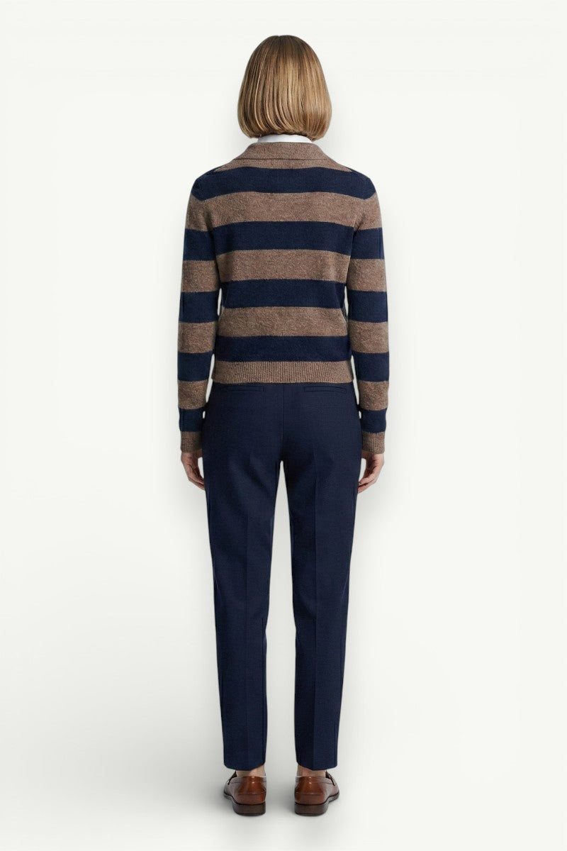 Striped Button-Front Knit Cardigan