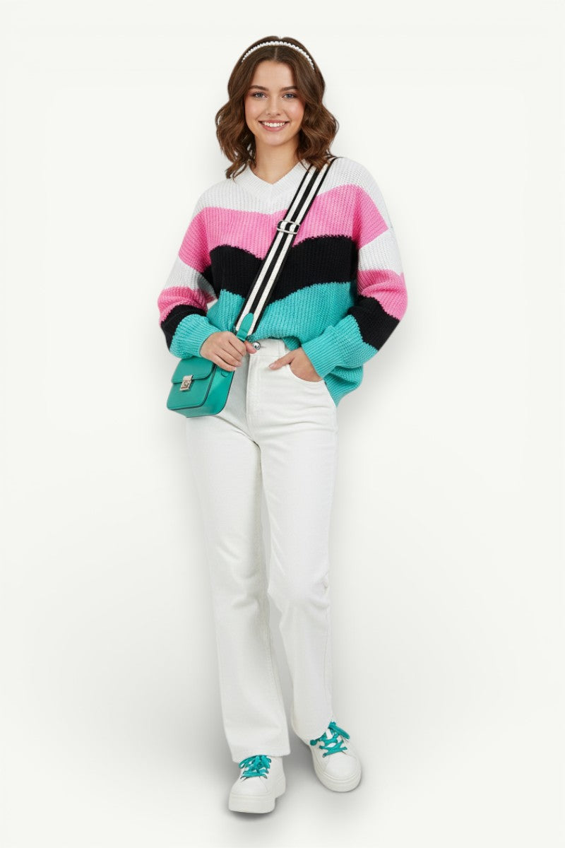 V-Neck Knit Pullover Sweater