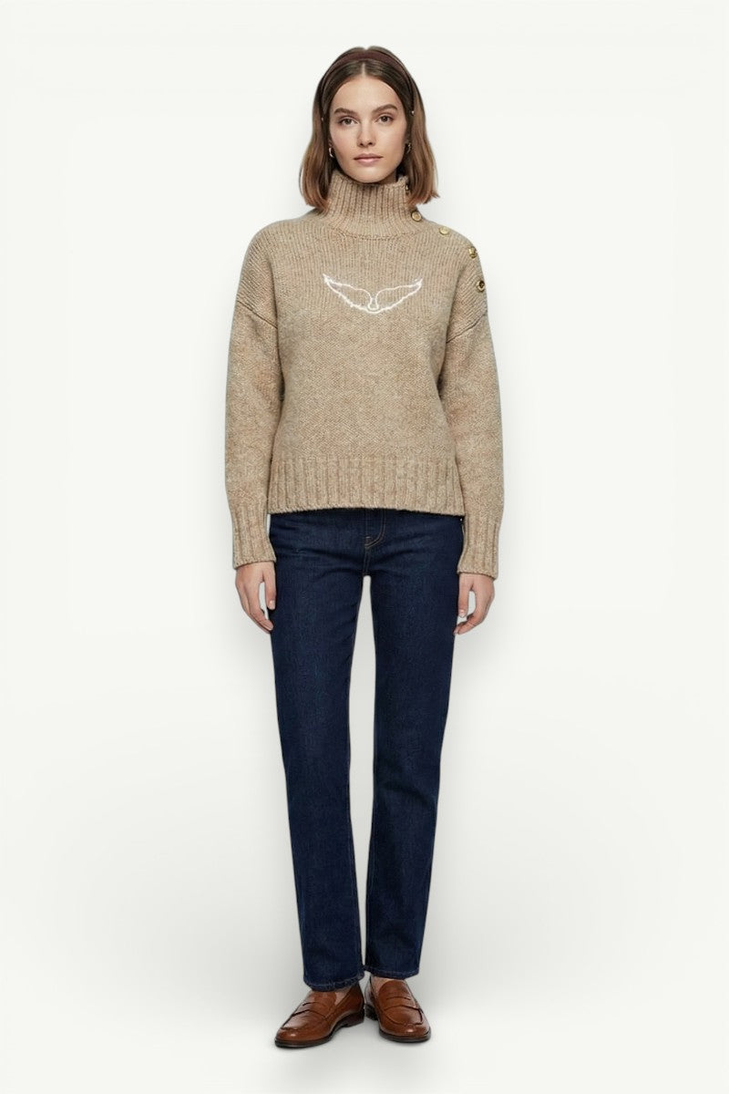 Wing Collar Knit Pullover Sweater