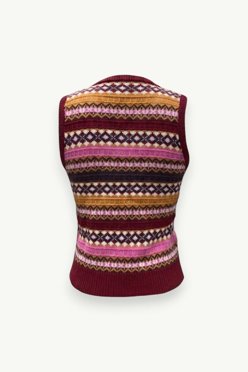 Striped V-Neck Knit Sweater Vest