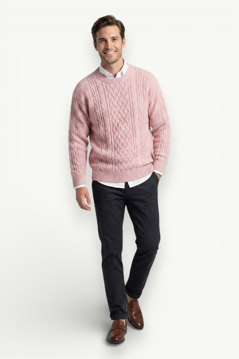 Solid Round-Neck Knit Sweater