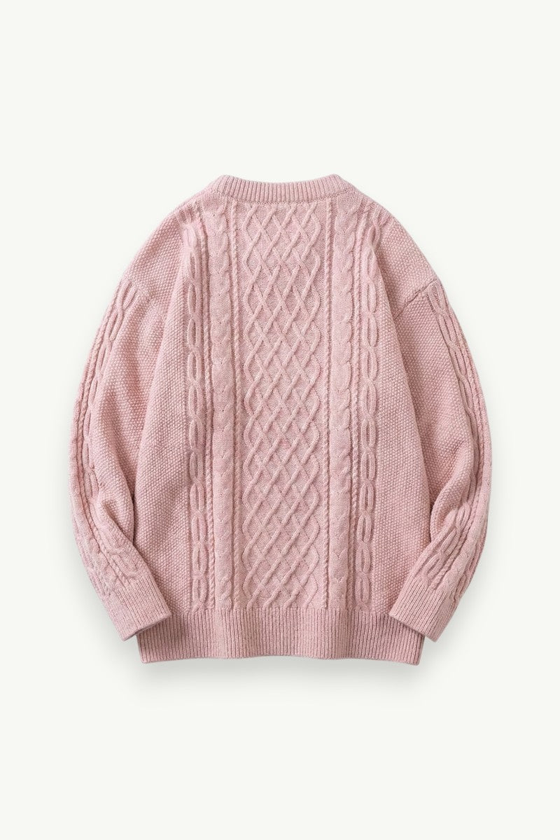 Solid Round-Neck Knit Sweater