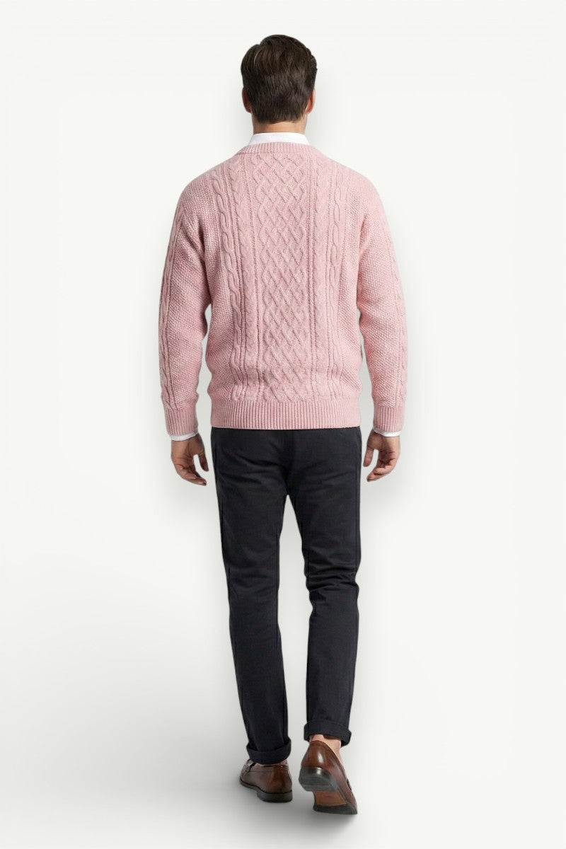 Solid Round-Neck Knit Sweater