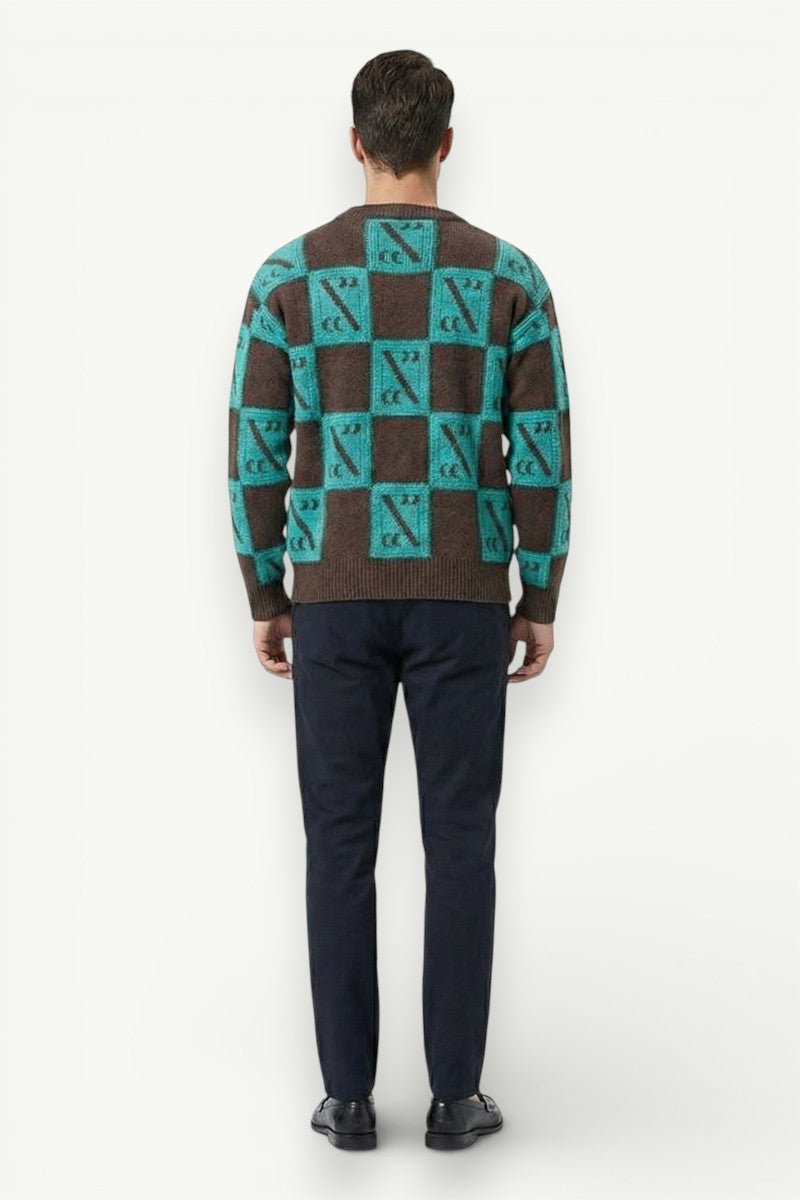 Luxury Plaid Knit Pullover Sweater