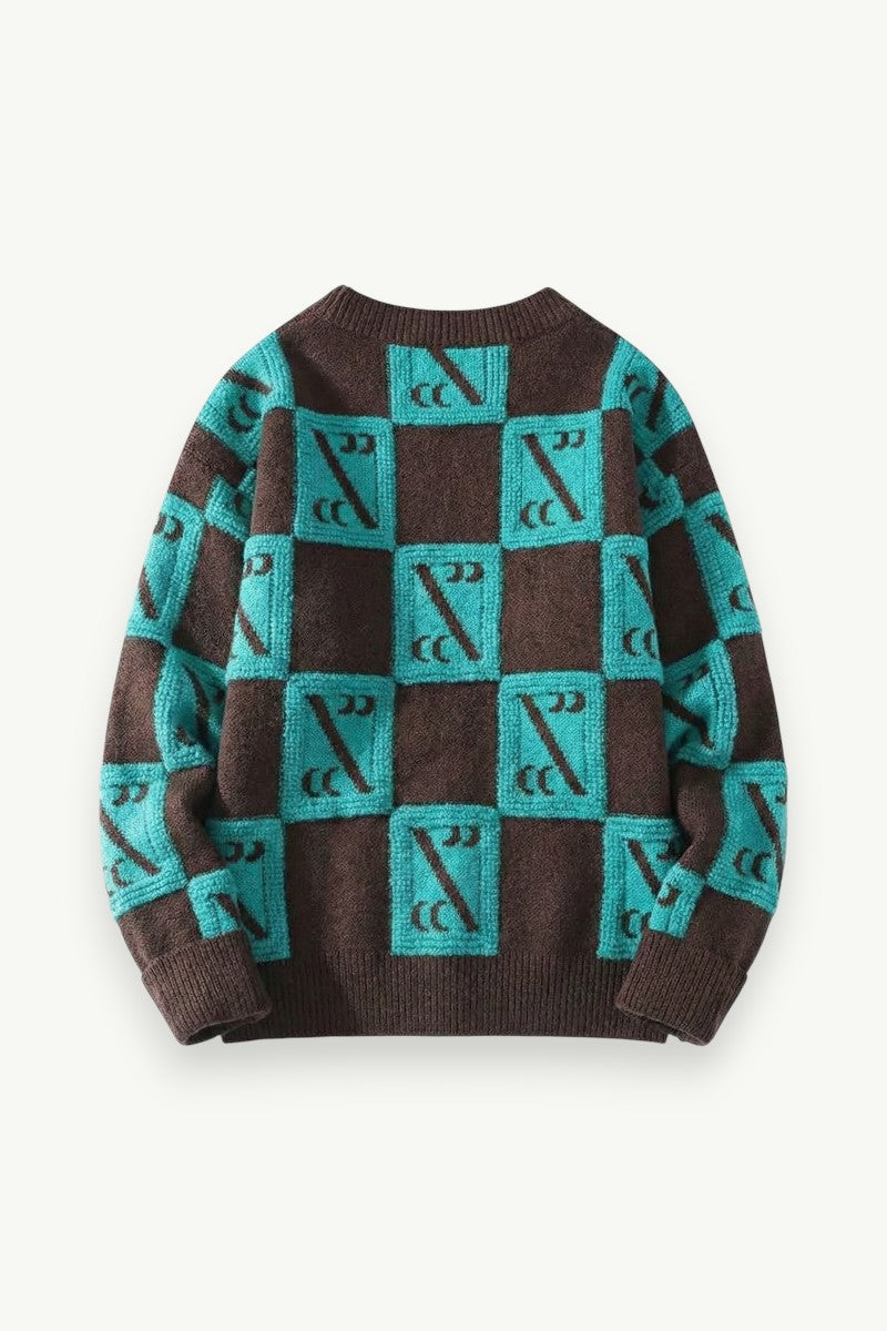 Luxury Plaid Knit Pullover Sweater