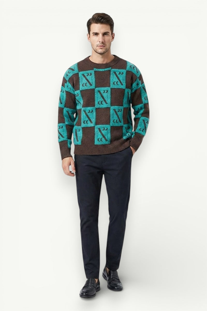 Luxury Plaid Knit Pullover Sweater