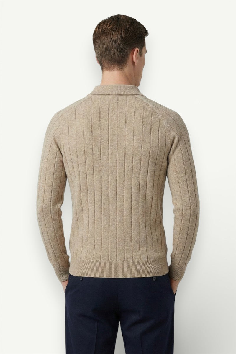 British Slim-Fit Polo Collar Knit Sweater