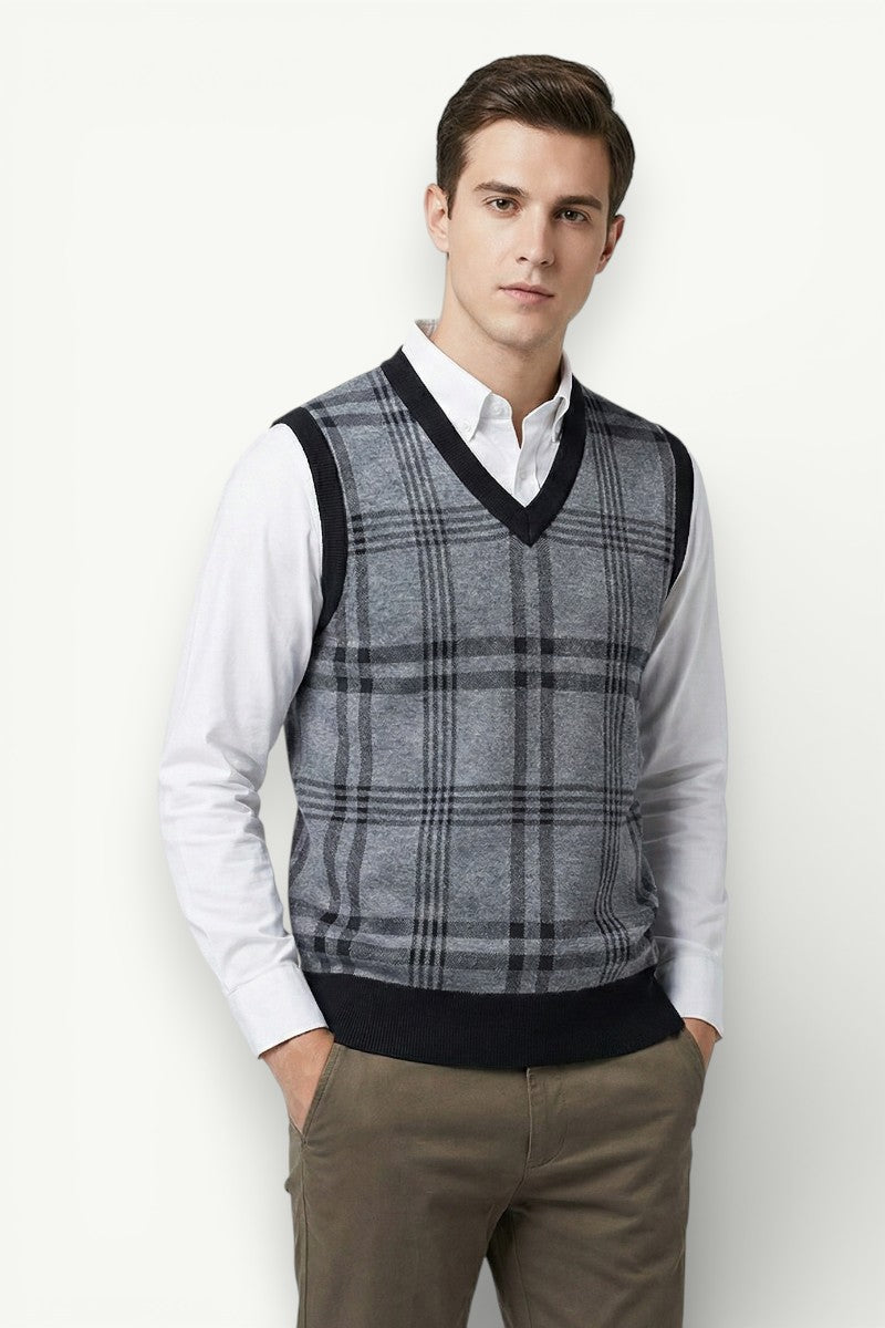 Argyle V-Neck Knit Sweater Vest