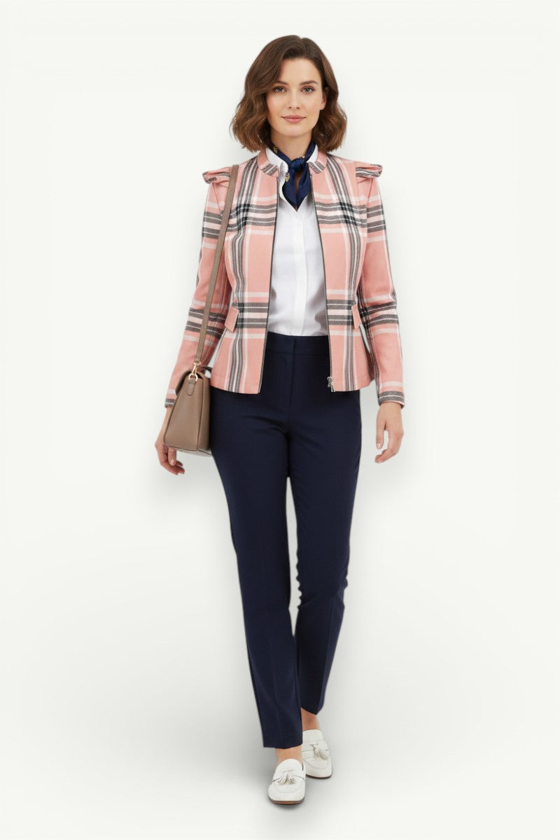 Oversized Striped Casual Zip Jacket