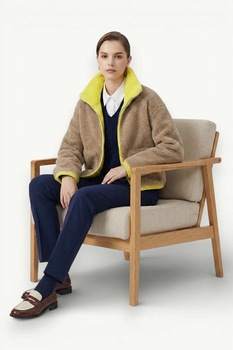 Color-Block Knit Bomber Jacket