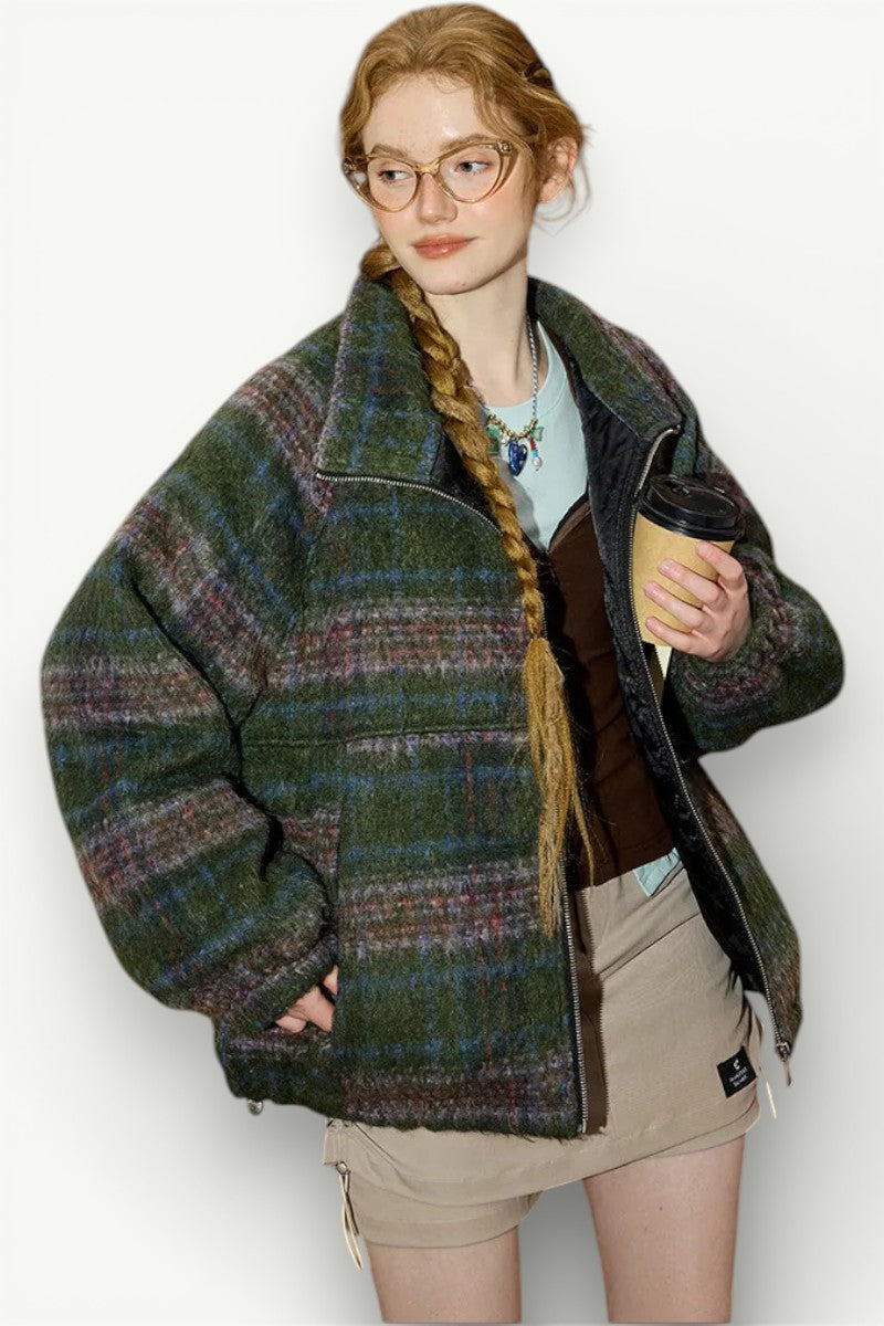 Indie Plaid Quilted Oversized Jacket