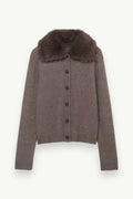 Fur-Effect Collar Knit Cardigan Coat