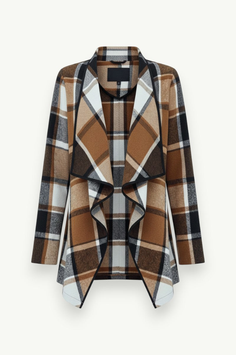 Elegant Plaid Open-Front Jacket