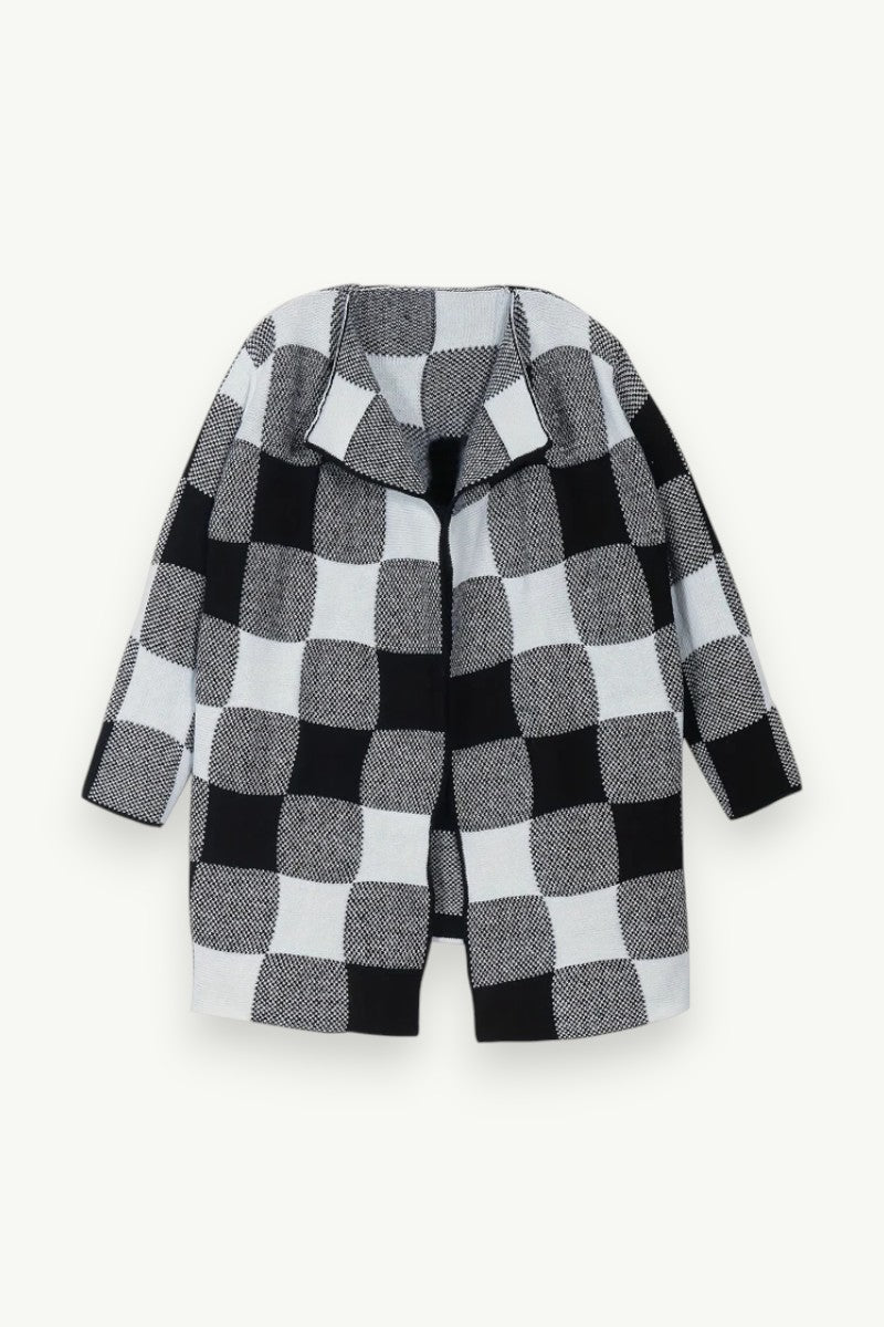 Plus Size Color-Block Lapel Knit Cardigan