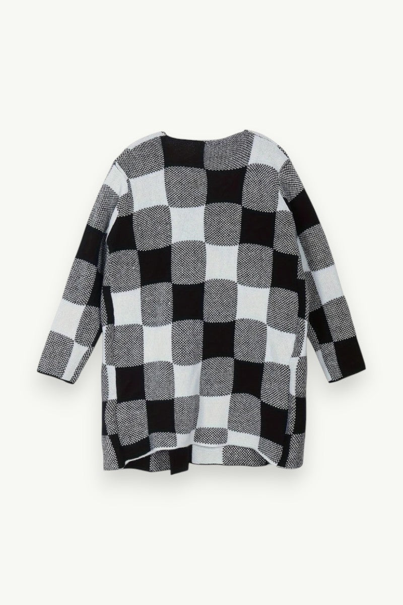 Plus Size Color-Block Lapel Knit Cardigan