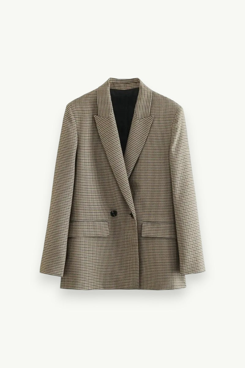Vintage Plaid Double-Breasted Blazer