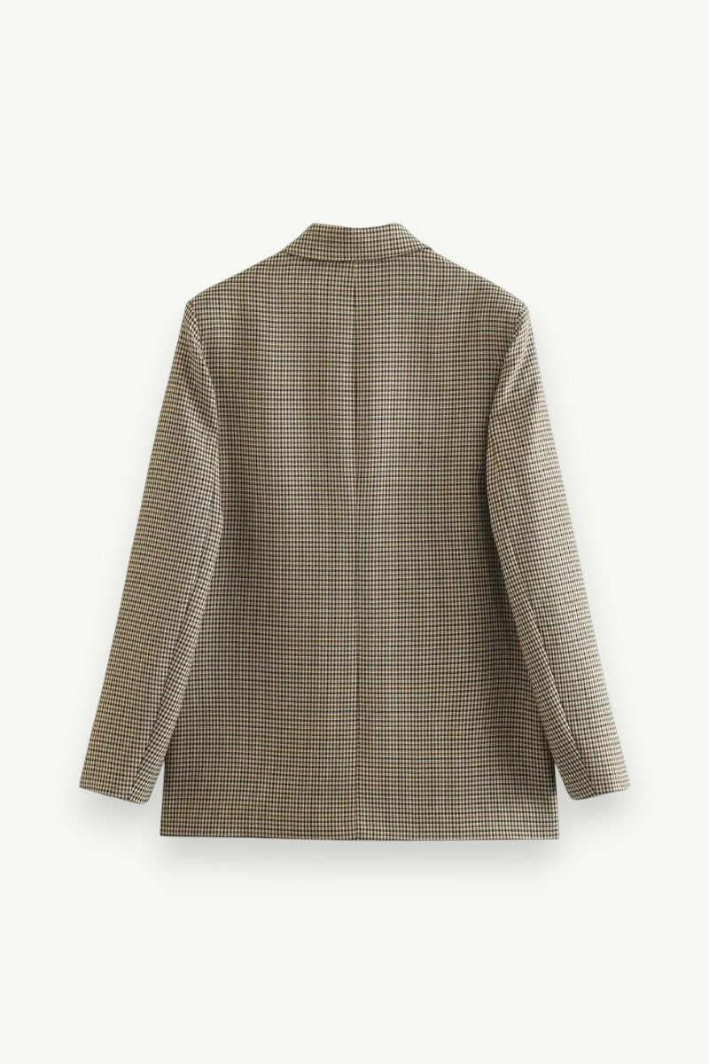 Vintage Plaid Double-Breasted Blazer