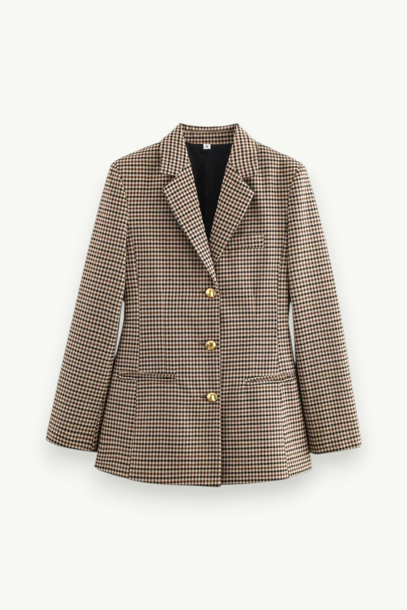 Slim Plaid Belted Blazer