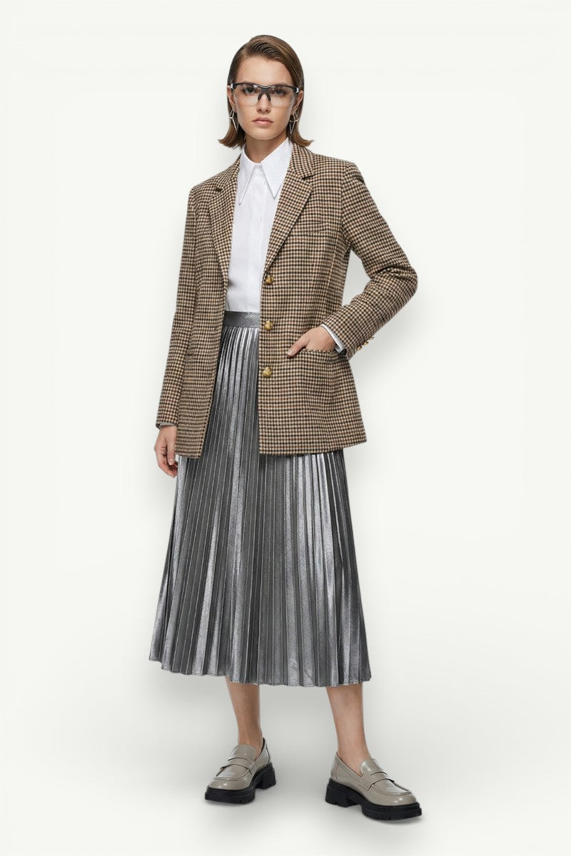 Slim Plaid Belted Blazer