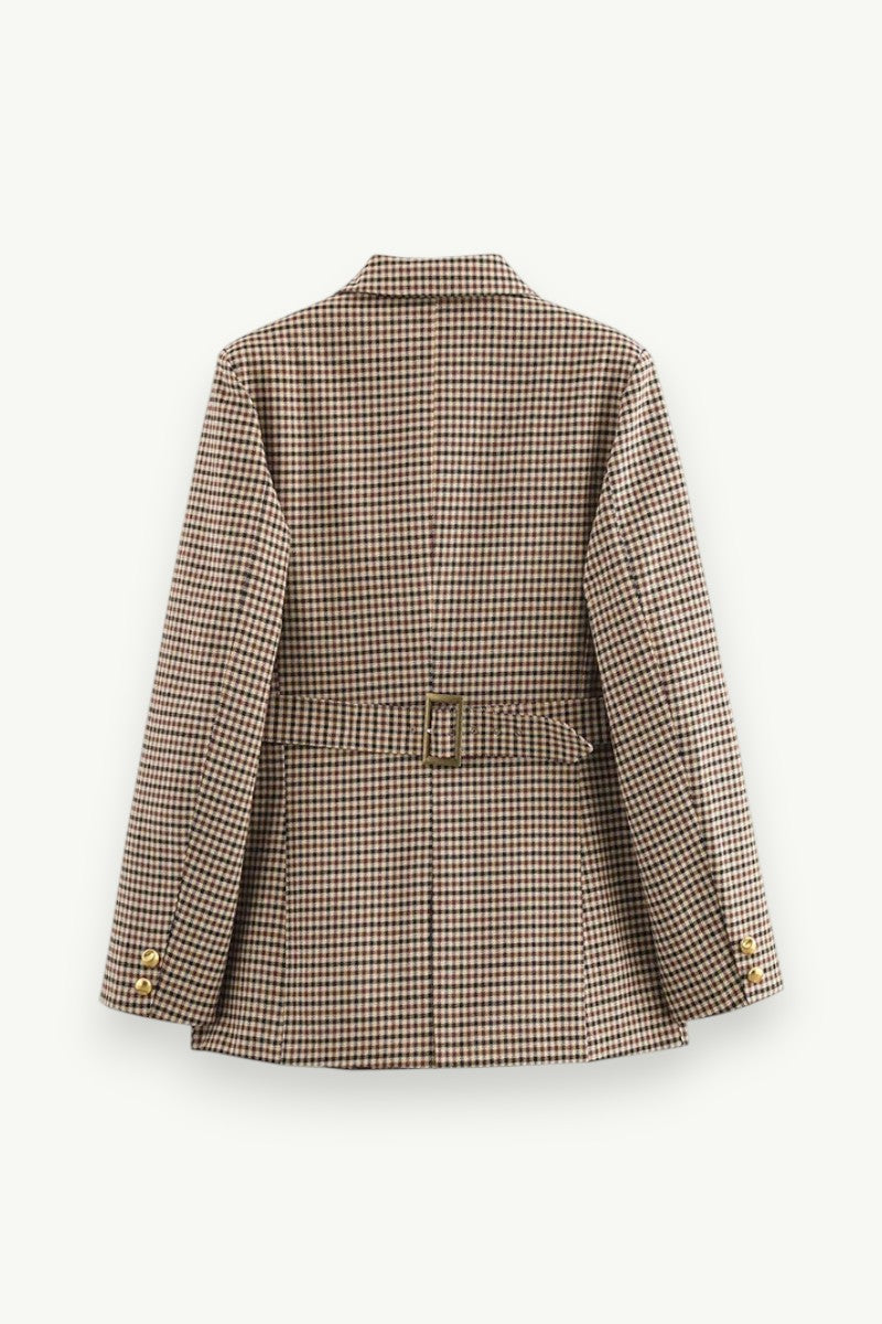 Slim Plaid Belted Blazer