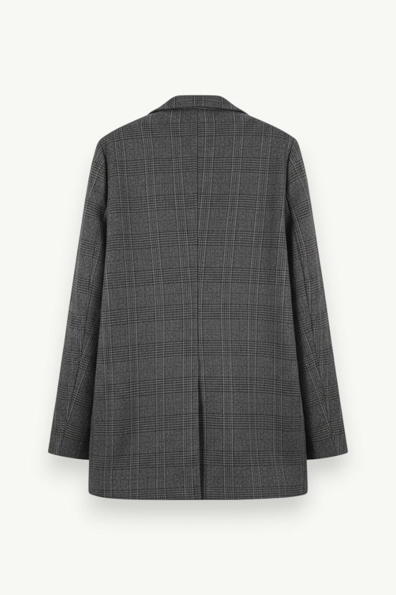 Korean Vintage Plaid Cotton Blazer