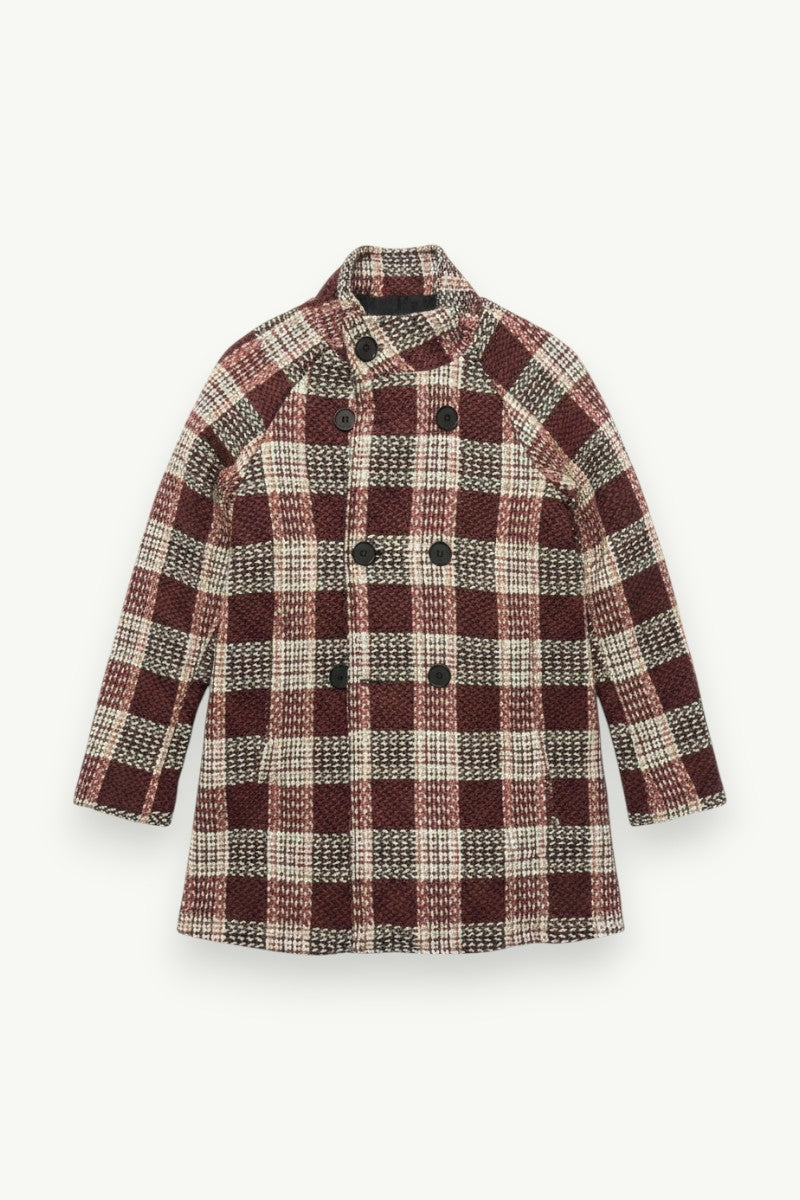 Stand-Collar Double-Breasted Coat