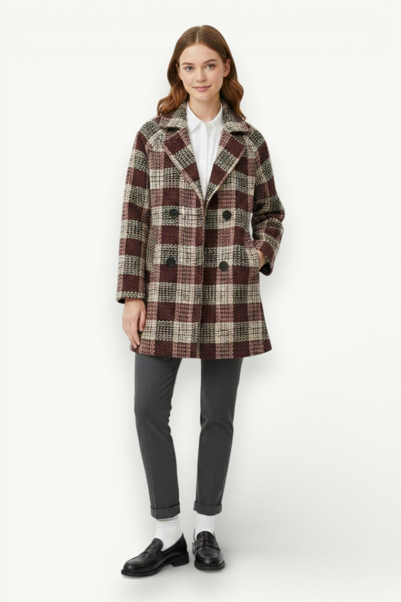 Stand-Collar Double-Breasted Coat