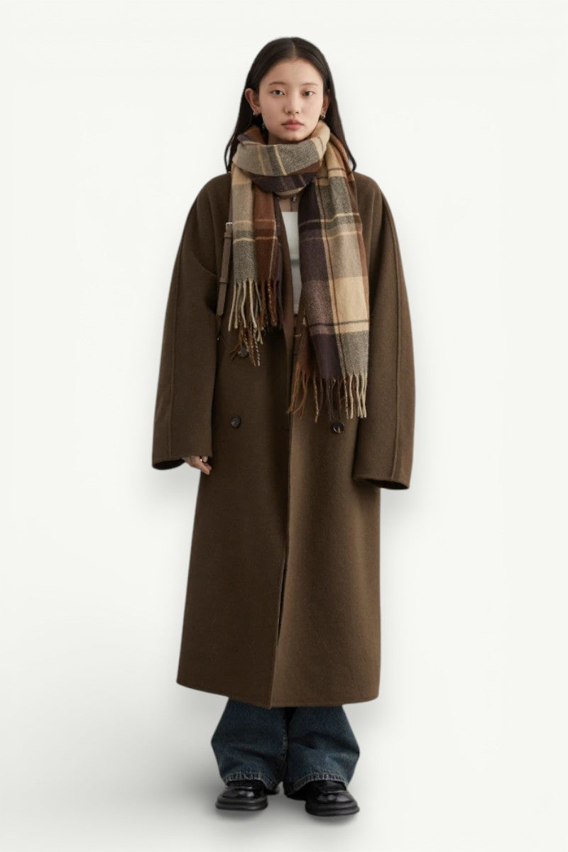Double-Sided Wool Blend Long Coat