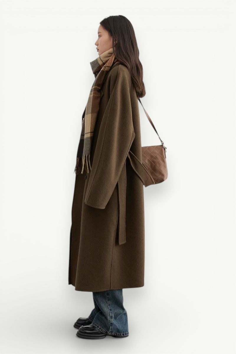 Double-Sided Wool Blend Long Coat