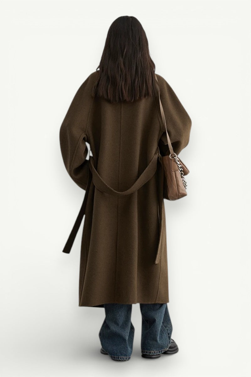 Double-Sided Wool Blend Long Coat