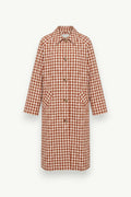 Red Plaid Single-Breasted Trench Coat