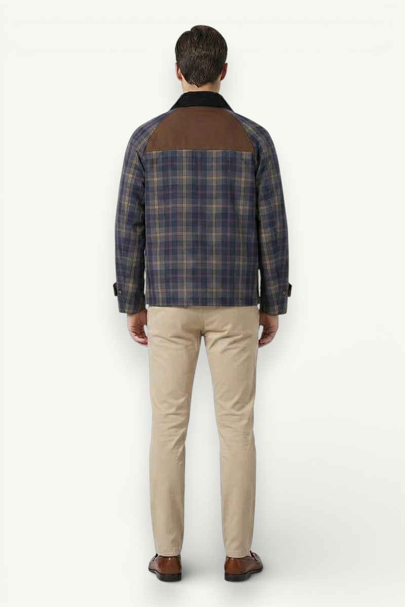 Casual Plaid Zip-Up Stand-Collar Jacket