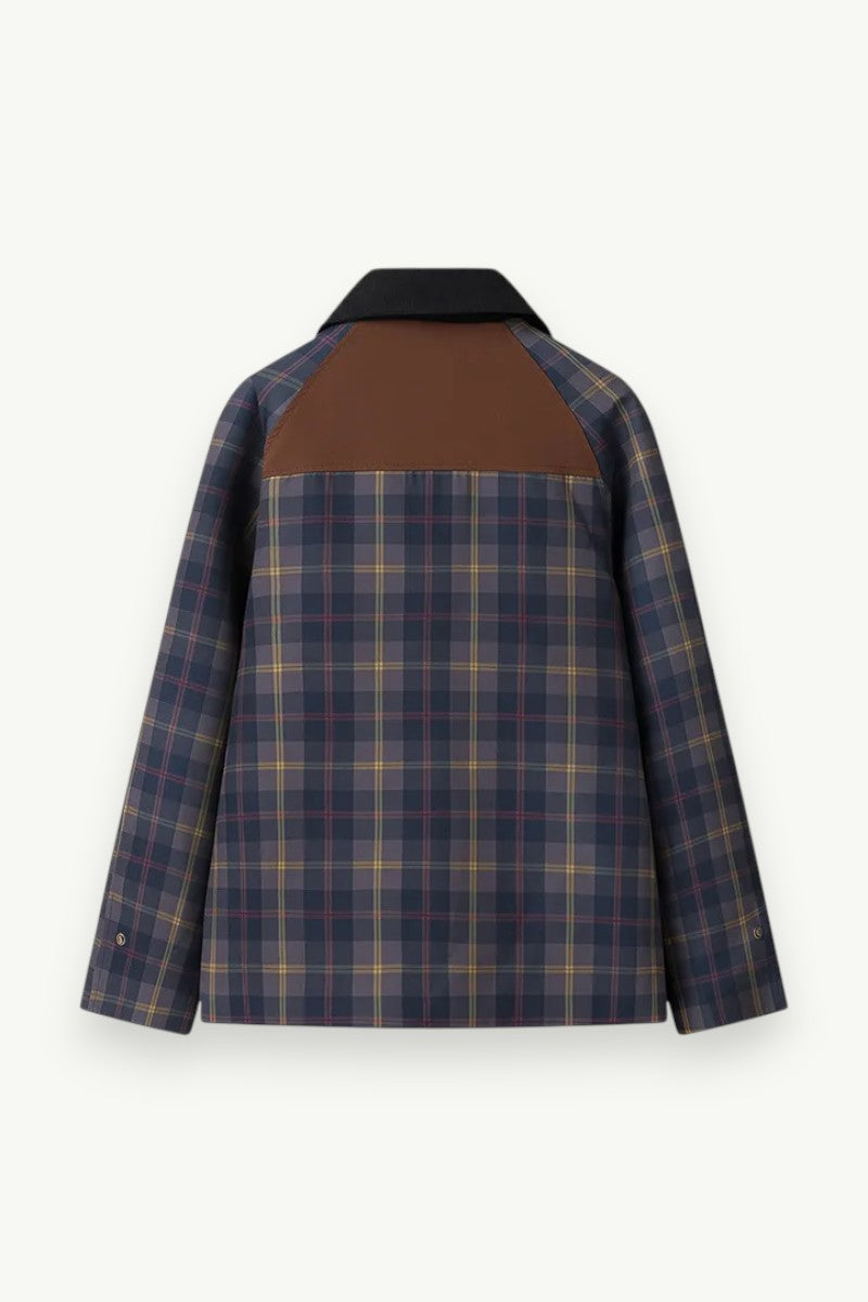 Casual Plaid Zip-Up Stand-Collar Jacket