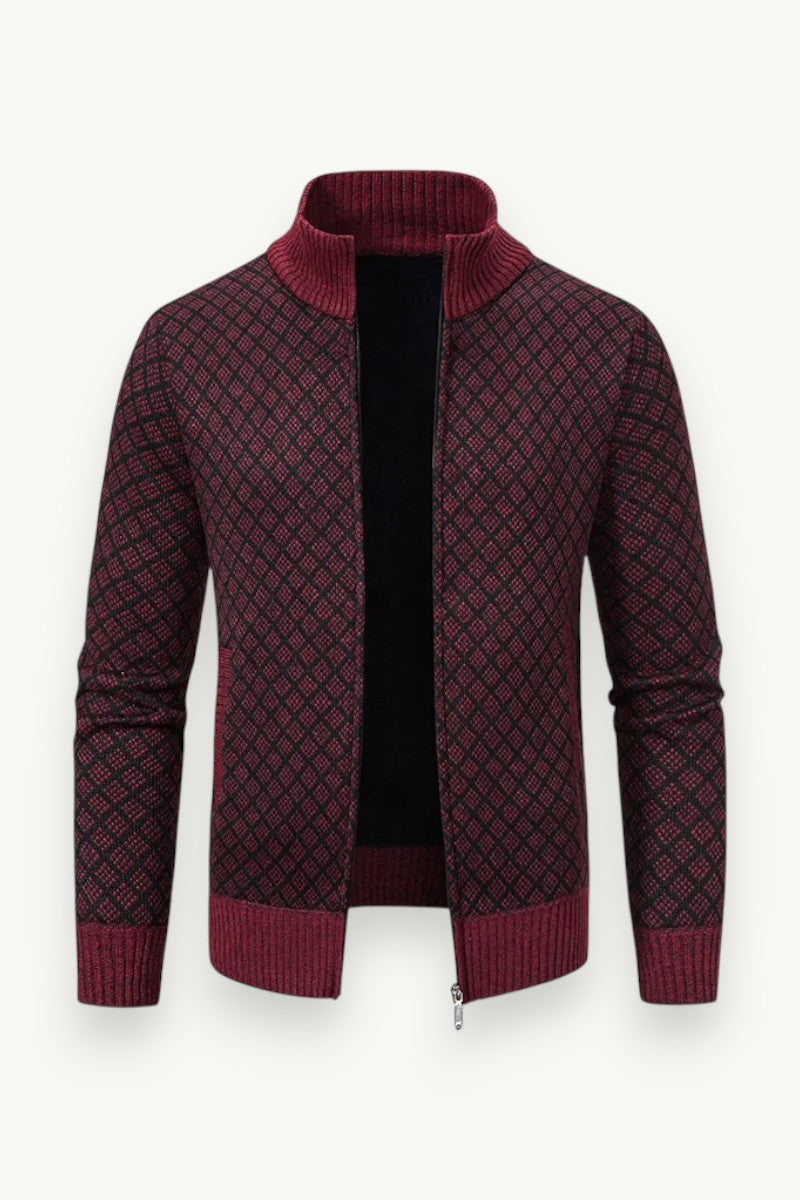 Slim Fit Plaid Zip-Up Jacket