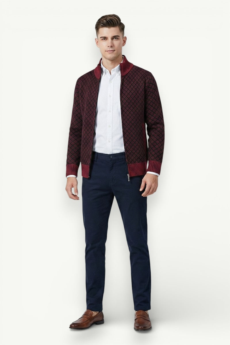 Slim Fit Plaid Zip-Up Jacket