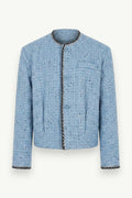 Sequin-Detail Collarless Short Jacket