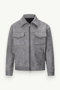 Oversized Suede-Style Zip-Up Jacket