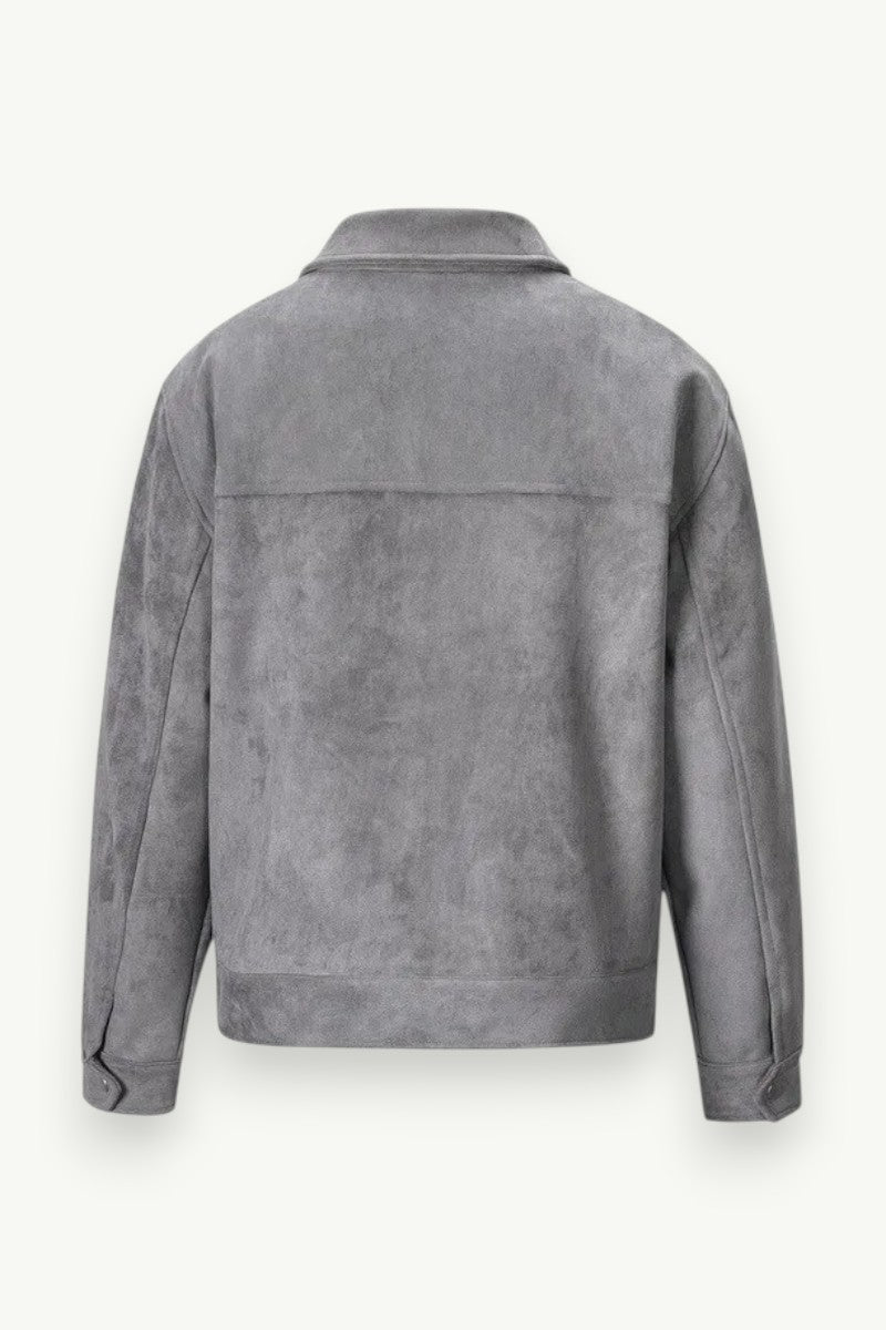 Oversized Suede-Style Zip-Up Jacket