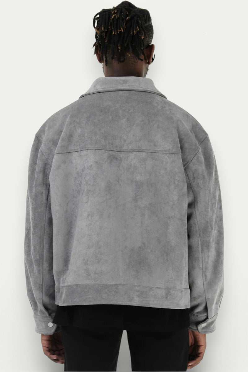Oversized Suede-Style Zip-Up Jacket