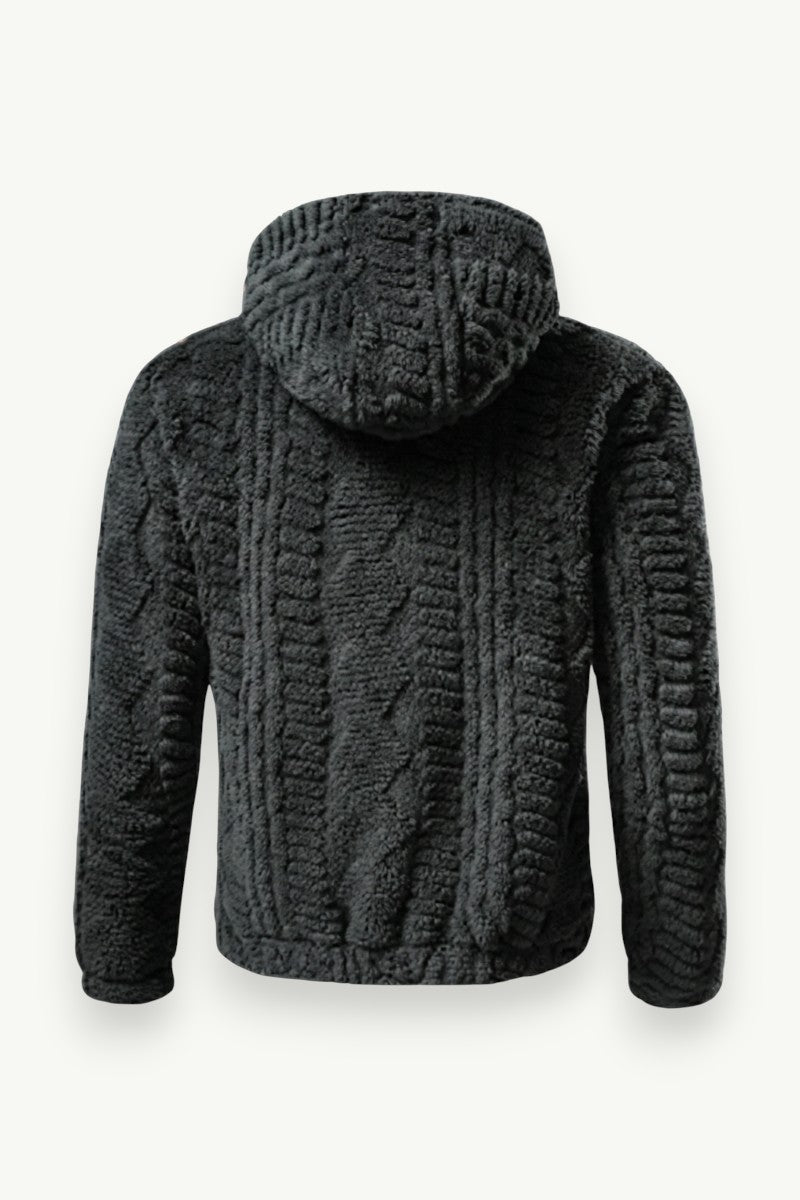 Hooded Fleece-Lined Woolen Jacket