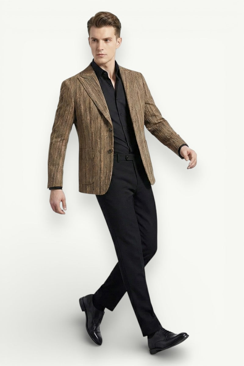 British Plaid Slim-Fit Suit Blazer
