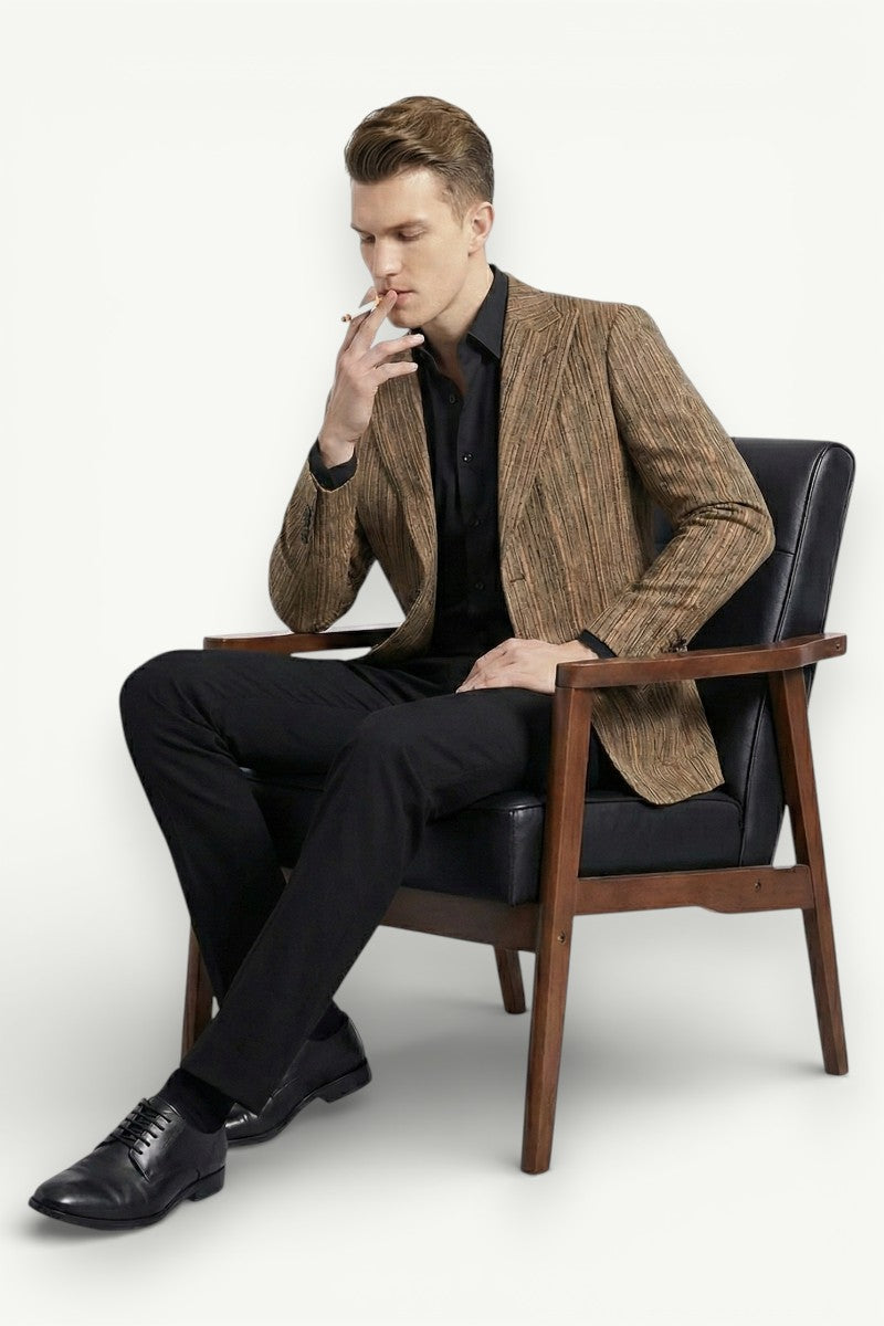 British Plaid Slim-Fit Suit Blazer