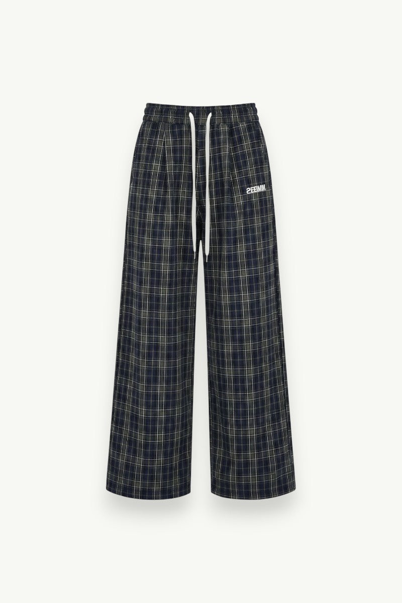 Plaid Wide-Leg Trousers