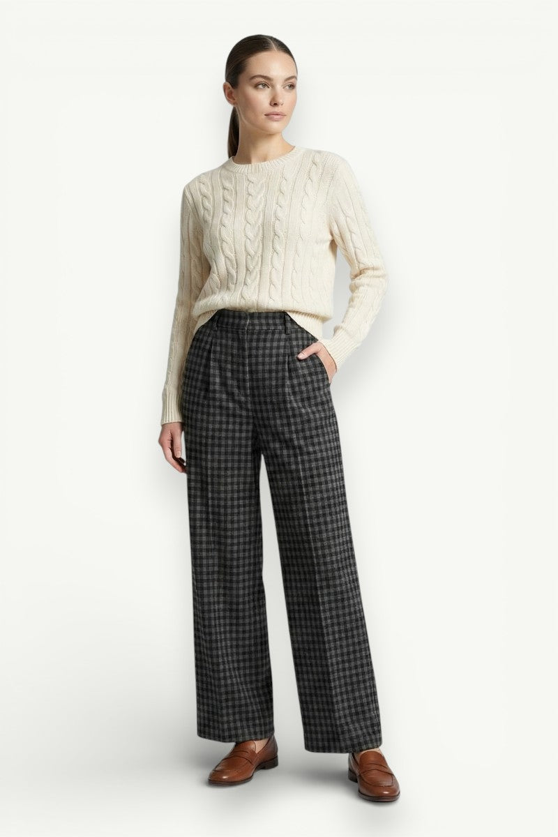 Plaid Wide-Leg Pants