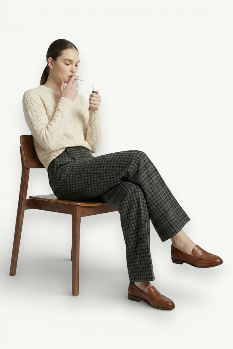 Plaid Wide-Leg Pants